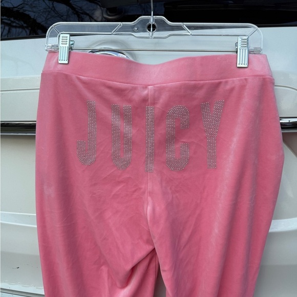 Juicy Couture Pink Velvet Flare Pants Sweatpants Size Medium - Picture 2 of 5